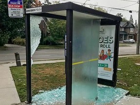 Brantford Police are investigating after glass was shattered at ten bush shelters  throughout the city.