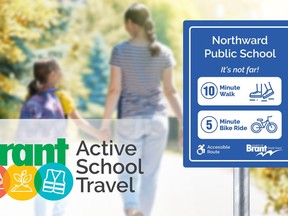 Brant County has installed active school travel signs around three elementary schools in Paris to encourage walking.
