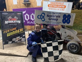 Brantford's Riley Mercer captured the beginner division this season at Little Middleton Speedway. He also collected $200 for winning the season-ending Dash for Cash.