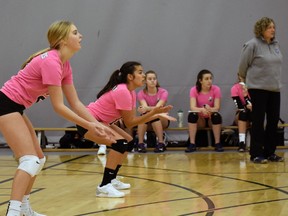 Members of the Brant Youth Volleyball Club compete last year. While there are no games or tournaments scheduled for this season due to COVID-19, the club has four competitive teams working on skills and drills .