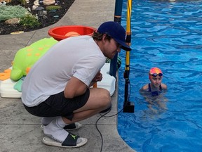 New W. Ross Macdonald Silver Otters swim coach Kris Sanders worked with athletes through the summer by doing backyard sessions. The club is now training at the Wayne Gretzky Sports Centre.