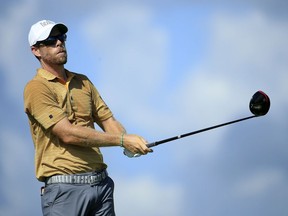 Brantford's David Hearn plays his shot from the first tee during the third round of the Corales Puntacana Resort and Club Championship in Punta Cana, Dominican Republic.  Andy Lyons/Getty Images ORG XMIT: POS2020092809154271980390502