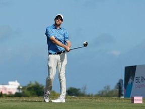 Brantford's David Hearn plays his shot from the 10h tee Friday during the second round of the Bermuda Championship at Port Royal Golf Course in Southampton, Bermuda.