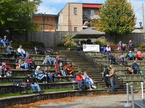 The Kinsmen Amphitheatre on Prescott's waterfront serves as the venue for Upper Canada FolkFest on Saturday. Seating at the inaugural music festival was initially limited to 100, but organizers opted to cut off ticket sales at 80.
Tim Ruhnke/The Recorder and Times