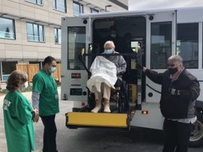 The final patients from Garden Street arrive at the Donald B. Green Tower at BGH's Charles Street Site on Saturday. BGH will hand back the keys to the former St. Vincent de Paul hospital building to the Sisters of Providence on Dec. 1.
BGH photo/The Recorder and Times