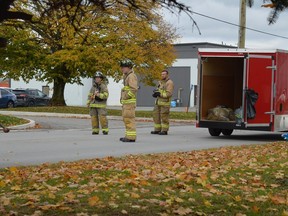 Emergency responders remain on the scene of a reported chemical scene at 3M on California Avenue on Wednesday afternoon. The west end of Waltham Road is closed.
Tim Ruhnke/The Recorder and Times