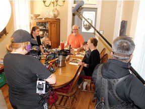 Calissa Van Kesteren, 13, and her family, including mom Natalie, grandparents Paul and Debbie Van Kesteren, and brother Liam, 5, are filmed by the crew from the show My Home My Life, while having lunch in their Chatham home. Calissa will be featured in an upcoming episode of the show, which airs on TVO. It showcases diverse families across Ontario and their home life. Ellwood Shreve/Postmedia Network