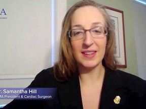 Dr. Samantha Hill is the president of the Ontario Medical Association. (YouTube photo)