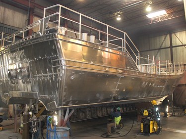 The hull is being constructed for sixth Bay Class Search and Rescue vessel Hike Metal Products, of Wheatley, is building for the Canadian Coast Guard. Ellwood Shreve/Chatham Daily News/Postmedia Network