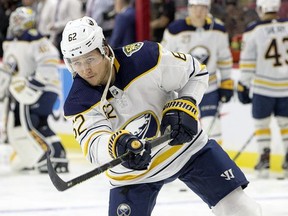Brandon Montour has re-signed with the Buffalo Sabres for one year.
