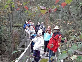 Members of the Bayfield Trail Association led the Hensall 4-H Walk on the Wild Side members on a hike through the Varna trails recently. Handout