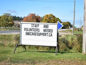 A sign along Highway 8 in Clinton advertises the need for staff. Daniel Caudle