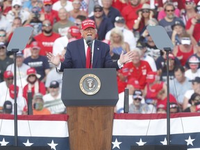 U.S. President Donald Trump arrives to give a campaign speech just four days before election day outside of Raymond James Stadium on Oct. 29 in Tampa, Fla. (Octavio Jones/Getty Images)