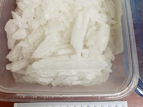 Methamphetamine worth an estimated value of more than $100,000 was seized and two people were arrested in Hanover on Sunday.