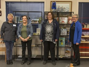 Town councillor Sandy Morton, Mayor Janet Jabush were joined by library board chair Lana McDonald and Fallen Four Memorial Society president Margaret Thibault to announce the library has a new home ;
Brigette Moore