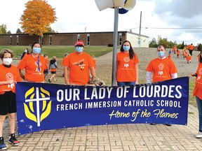 Photo supplied
Students and staff at Our Lady of Lourdes French Immersion Catholic School honoured and marked Orange Shirt Day on Sept. 30. Orange Shirt Day is to remember the Residential Schools that Indigenous children were forced to attend.