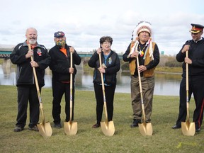 The Prince Albert Grand Council turned the sod on a new Murdered and Missing Indigenous Women and Girls monument in the city on on October 1. Photo by Peter Lozinski, Prince Albert Daily Herald.