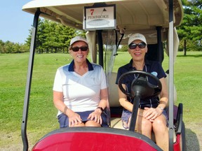 Karen Thompson (left) and Katharine Saunders were recognized the during the ladies' awards night for the Pembroke Golf Club for winning Doubles (100 per cent Handicap) competition during season match-play events.