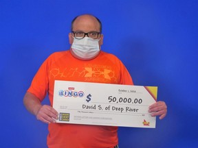 David Stewart of Deep River recently won $50,000 playing Instant Bingo. Submitted photo
