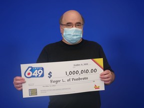 Roger Locke of Pembroke won the Lotto 6/49 Guaranteed $1 million prize in the Oct. 7 draw.