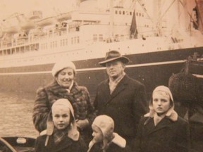 "Time to say Goodbye": Marta and Konrad Hanz, about to leave Poland on the "Batory", with their three sons (left to right) Norbert, Ulrich and Konrad, in November 1962. Photo courtesy of Konrad Hanz