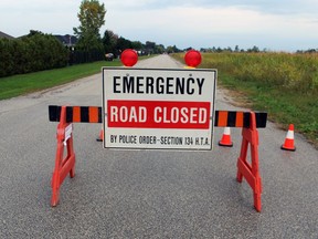 Paul Morden/The Observer
Fleming Road was closed to traffic Sunday near the site of a fatal single-vehicle collision.