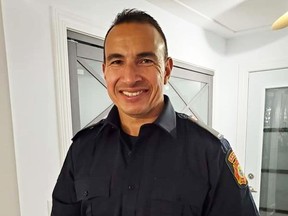Brian Bois was recently hired by Sarnia Fire Rescue Services. He's the service's first hire from Aamjiwnaang First Nation, Sarnia's fire chief says. (Submitted)