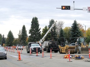 Road construction along Highway 779 in Stony Plain Monday. (File Photo)