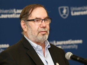 Leo Gerard makes a point at a funding announcement for the Centre for Research in Occupational Safety and Health at Laurentian University last year.