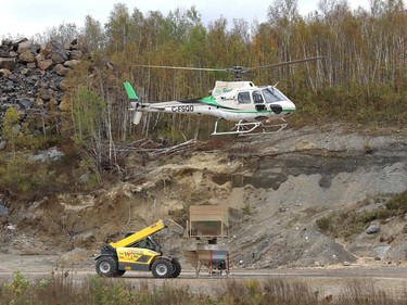 ValeÕs annual aerial seeding program wrapped up on Friday October 2, 2020, near the town of Wahnapitae. Helicopters from Zimmer Air Services applied fertilizer, grass seed and lime over a four-day period. Pioneer Construction provided the staging site for the project. The aerial seeding program targets barren land requiring reclamation around the companyÕs operations. The program, which started in 1990, has treated more than 3,900 hectares (9,650 acres) of land to date. This yearÕs treatment area was about 100 hectares (247 acres). Starting this weekend, Zimmer helicopters will apply lime to an area about one kilometre north of Vale's Copper Cliff central tailings area. John Lappa/Sudbury Star/Postmedia Network