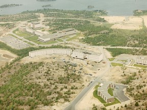 This is a bird's eye view of a portion of the Laurentian Federation campus in its earlier years, showing University of Sudbury, Huntington, Thorneloe and Laurentian buildings. Supplied photo