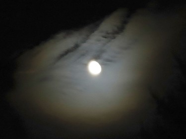 The moon illuminates the night sky in Greater Sudbury on Monday.