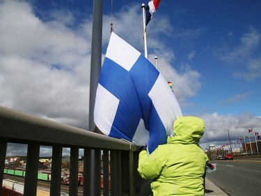Flags at the Bridge of Nations were replaced on Wednesday. The flags are changed every three months.