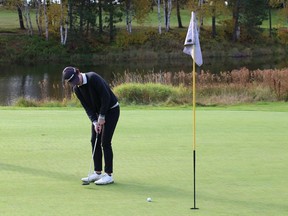 Ryan Remington, of Lively District Secondary School, competes in the city high school golf championship in Lively, Ont. on Thursday October 8, 2020. John Lappa/Sudbury Star/Postmedia Network