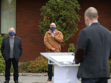 Luke Morse, head of schools and principal of (elementary)
Sudbury Christian Academy, makes a point at the official opening of Sudbury Christian Academy on Dublin Street in Sudbury, Ont. on Friday October 9, 2020. The private school is located at the former location of St. Raphael Catholic Elementary School. John Lappa/Sudbury Star/Postmedia Network