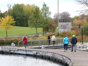 A cool fall day called for a brisk walk around the boardwalk  at Bell Park and dock area near Science North in Sudbury, Ont. on Friday October 9, 2020.