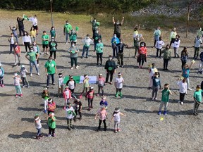 Staff and students from St. Joseph's in Sudbury celebrate Franco-Ontarian Day. Supplied