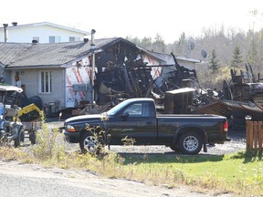 A structure was destroyed by fire on Finnwoods Road in Lively, Ont. on Monday October 19, 2020. A house on the same property sustained fire damage, as well as a neighbour's home next door.
