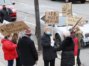 A group of landlords held a protest on Larch Street and Paris Street on Tuesday.