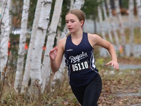 Ella Serre, of Marymount Regals, competes in the high school cross-country running championships at Kivi Park in Sudbury, Ont. on Wednesday October 28, 2020. John Lappa/Sudbury Star/Postmedia Network