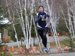 Catherine St. Jean, of Marymount Regals, competes in the high school cross-country running championships at Kivi Park in Sudbury, Ont. on Wednesday October 28, 2020. John Lappa/Sudbury Star/Postmedia Network