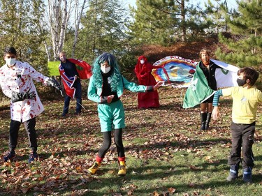 Participants take part in a Halloween-themed event celebrating two years of Fridays For Future in Greater Sudbury, Ont. on Friday October 30, 2020. The event included the debut of a new Parachute for the Planet. John Lappa/Sudbury Star/Postmedia Network
