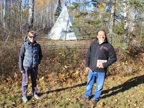 Environmental coordinator Desiree Ducharme and lands director Anthony Laforge of Wahnapitae First Nation are studying local bat populations listed as endangered on the federal Species at Risk Act registry. Supplied