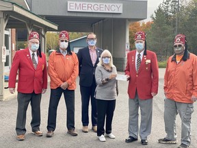 From the left are Ted Taylor, Jim Corrigan, Tim Vine, Chief Financial Officer of MHC, Judy McKenzie, chair of Mindemoya Ladies Auxiliary, Willis Campbell and Aaron Wright. Earlier this month, the Manitoulin Health Centre received a donation of $5,000 from the Shriner's Haweater unit. These funds are earmarked to expand the emergency department facilities at MHC's Mindemoya location. "Let's Emerg Together," is the campaign slogan chosen to champion the Capital Campaign - Mindemoya Site Emergency Department Renovation and Expansion Project. The Emergency Department at this site needs to be renovated and expanded; the total funds necessary for these capital improvements are $5 million, with fundraising goal of $2.5 million. Supplied