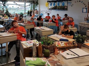 In an effort to raise awareness of the reality of native residential schools and to pay tribute to the students who were victims of this discrimination and assimilation, students and staff at École St-Denis (Sudbury) participated in Orange Shirt Day. In Ms. Renée Lachance-Chartrand's class, Grade 4 students watched a presentation about Phyllis Webstad, who is not only the founder of Orange Shirt Day, but also the author of the children's book Orange Shirt Story. Ms. Webstand describes some of her personal experiences at a residential school. In addition, students listened with great interest to testimonials from residential school survivors, including that of Phyllis Webstad. Afterward, the students consolidated their learning through a variety of activities, such as writing a letter to a survivor and creating their personal model of an orange shirt. Supplied