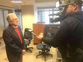 Keith Gray, a native of Lambton County who was one of the founders of Dyslexia Canada, speaks to a television reporter after the Ontario Human Rights Commission announced a public inquiry into issues affecting students with reading disabilities.Handout/Sarnia This Week