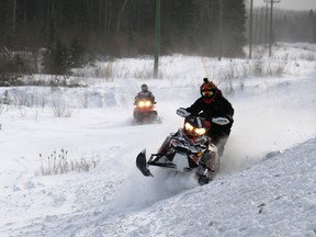 Timmins Snowmobile Club is seeking the public and business community's input on if the city should permanently amend a bylaw allowing snowmobiles on city streets. This photo was taken near one of the sledding trails in Timmins in January 2017.

The Daily Press file photo