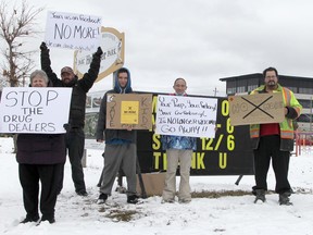 On Sunday, the members of No More held another in what has become a series of demonstrations – this one at Hollinger Park. The grassroots movement launched a month ago to raise awareness about the risks of opioid use and speak out against people in the community who deal fentanyl, purple heroin and other deadly narcotics. RON GRECH/The Daily Press