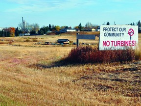 A sign just outside Lomond in opposition to ABO Wind's Buffalo Plains wind farm.