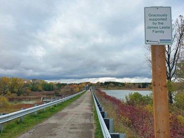 The view of the Pittock Dam walkway from the south shore of the Pittock Reservoir in Woodstock, Ont. on Wednesday October 21, 2020. Greg Colgan/Woodstock Sentinel-Review/Postmedia Network